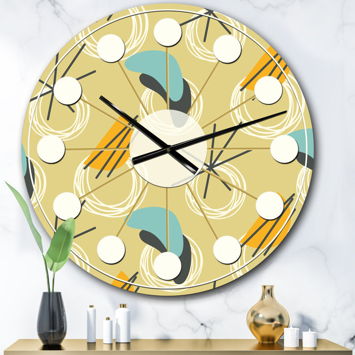 East Urban Home Oversized Abstract II MidCentury Wall Clock Wayfair